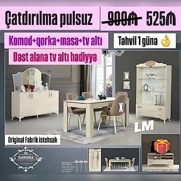 2 el mebeller: Qonaq otağı dəsti+tv altı hədiyyə🎁 FABRİK İSTEHSALI Qiymət : 525₼ — 1