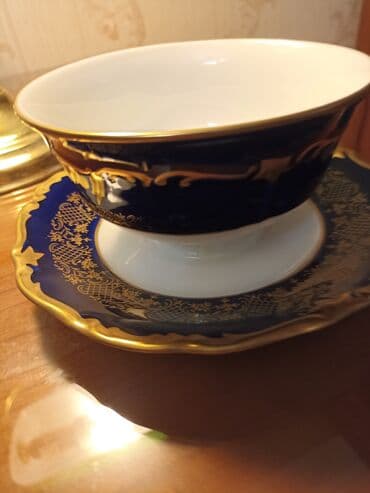 kahla made in gdr: Çay dəsti, rəng - Göy, Farfor, Reichenbach, 1 nəfərlik, Almaniya — 7