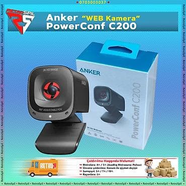 🎥 Anker PowerConf C200 WEB Kamera 📸 2K (1440p) keyfiyyətli, ofis və