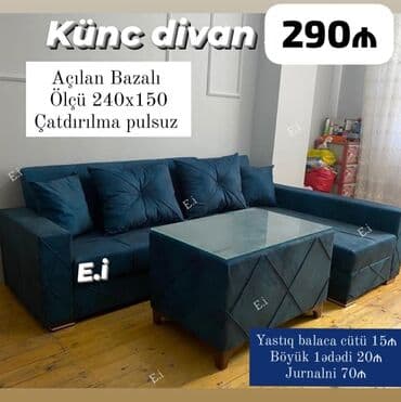 Künc divan, Yeni, Açılan, Bazalı, Parça, Şəhərdaxili pulsuz çatdırılma