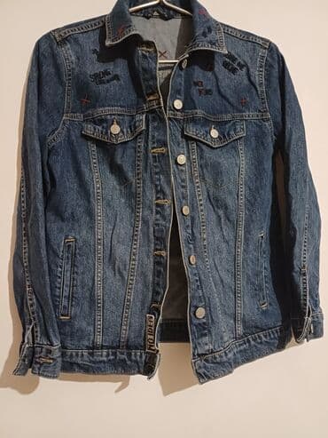 Şalvarlar: Dəbli cins gödəkçə - Klasik tünd mavi denim parça - Ön hissədə metal — 2