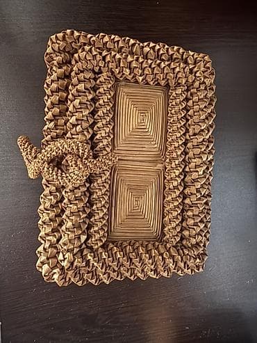 Ev və bağ: Əl işı toxuma qutu - Material: təbii toxuma (kağız/qamış effektli) — 1