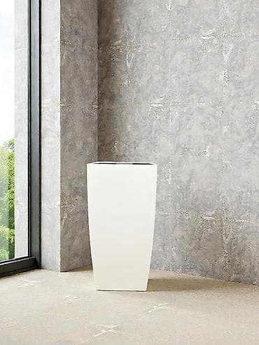 dibçekler: Düzbucaqlı formalı, ağ rəngli dörd ədəd böyük dibçək. Hər bir dibçəyin — 4