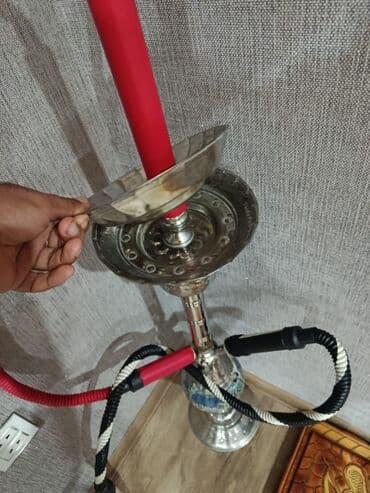 qəlyan gəncə: Metallik nargilə dəsti iki xortumu var misir qelyanidi isdifade — 3