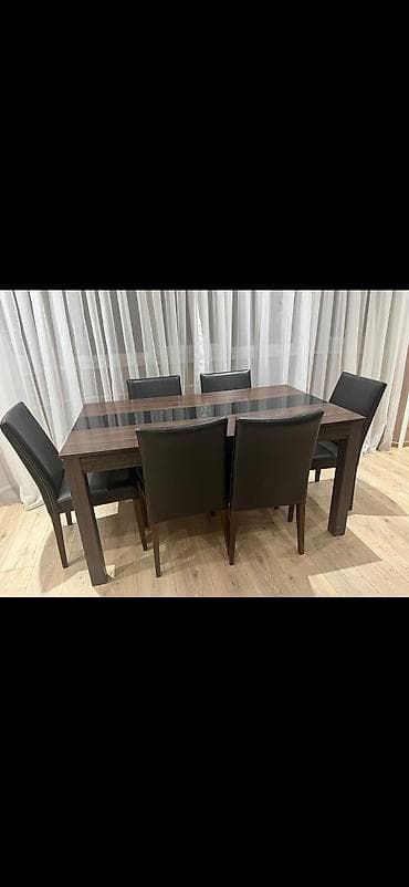 ev gülleri ve adlari: Qonaq otağı üçün, Açılmayan, Dördbucaq masa, 6 stul — 1