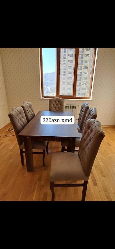 kahı: Yemək otağı dəsti – masa və 6 stul - Dəst: 1 ədəd düzbucaqlı masa + 6 — 1
