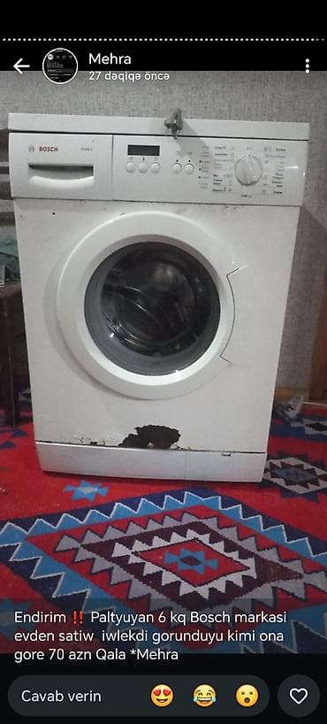 bosch kondisioner: Bosch markalı önyükləməli paltaryuyan maşın - Yük tutumu: 6 kq - — 1