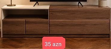 set mebel: İşlənmiş, Düz TV altlığı, Polkalı, Laminat — 1