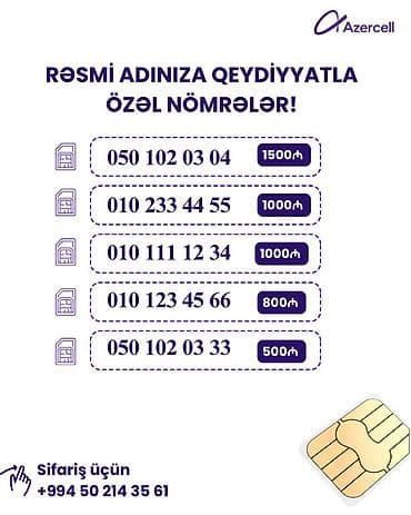 Xüsusi Azercell nömrələri – rəsmi adınıza rəsmiləşdirmə ilə. Təklif