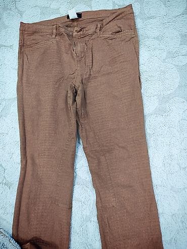 kisi geyimi: Qəhvəyi rəngli qadin şalvarı 42-44 olcu - Model: Klassik kəsim, düz — 1