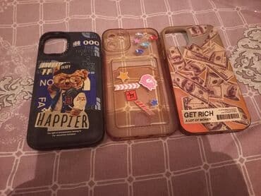 qehve demleyen: Üç ədəd müxtəlif dizaynlı telefon qapağı dəsti. Qara rəngdə olan — 2