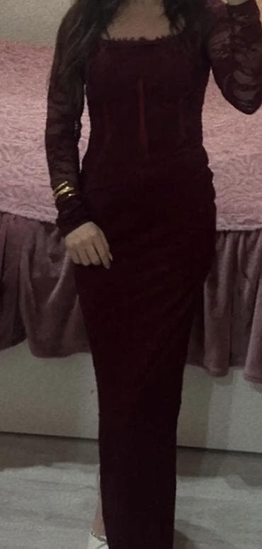 don xs: Bordo rəngli uzun ziyafət geyimi Təzədir. Heç geyinilməyib. - Model — 1