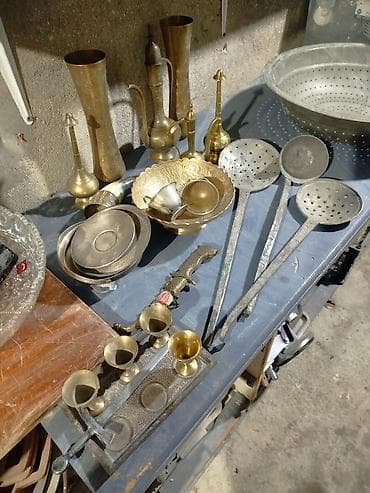 saxsi gul qablari: Antik/retro mətbəx və dekor əşyaları kolleksiyası - Mis əl işi süzgəc — 6