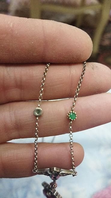 muncuqdan canta: Gümüş rəngli zəncirli kolye – osmanlı üslubunda asma bəzəkli model — 6