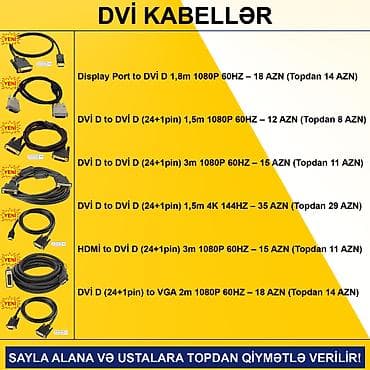usb hub: DVİ Kabellər SAYLA ALANA VƏ USTALARA TOPDAN QİYMƏTLƏ VERİLİR! ⭐Display — 2