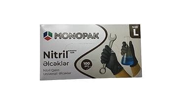 Qalın 2X Nitril Qara Əlcək (Usta Əlcəyi) Paçkada 100 ədəd, qara və