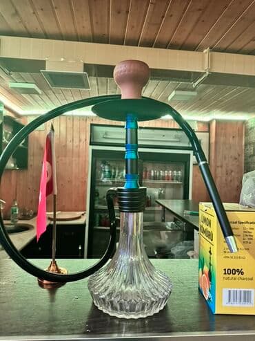 Nərgilə bol tüstülü - Şüşə kolba: qalın, dalğalı dizaynlı şəffaf