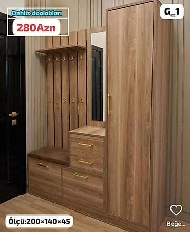 qapi bezekleri: Dəhliz dolabı dəsti – G-1 model - Material: taxta teksturalı laminat — 1