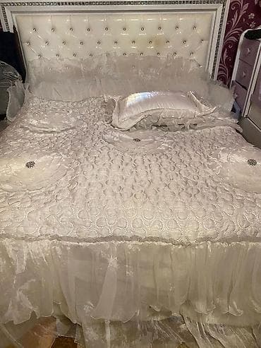 bamboo tekstil: Yataq üçün Qaşlı rəng - Ağ Yataq örtüyü — 4