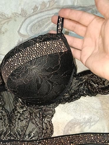 qadın alt: Qara krujeva bədən korsu və push-up sinəlik dəsti - Rəng: qara — 5