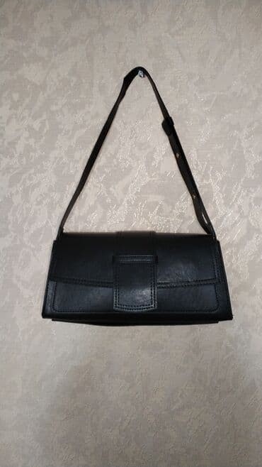 tək qaş: Qara çiyin çantası - Material: süni dəri - Rəng: tam qara, mat — 2