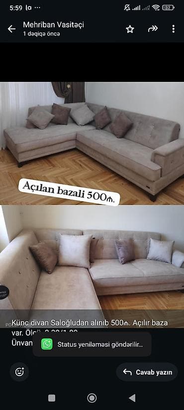 Künc divan, Açılan, Bazalı, Çatdırılma yoxdur