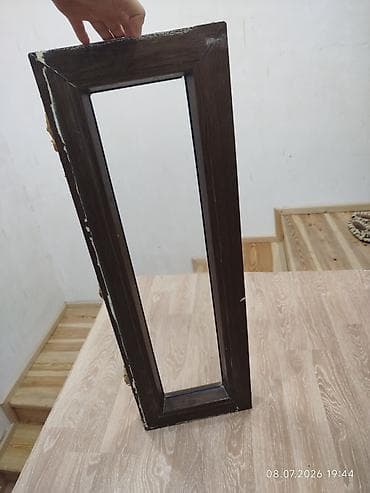 serf qapi: Dar ölçülü şüşəli çərçivə/pəncərə qanadı - Material: qəhvəyi ağac — 1