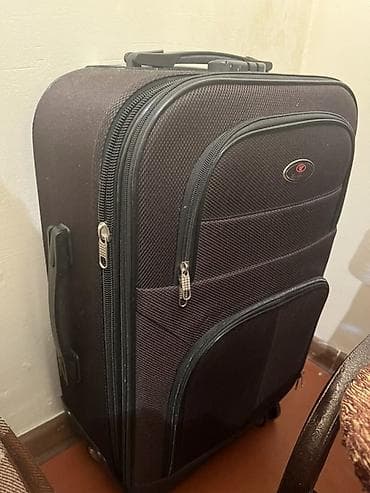 Tekərli səyahət çamadanı - Rəng: tünd qara - Korpus: möhkəm tekstil