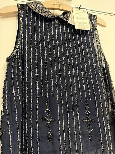 875 prob qizil: ZARA WOMAN brendi, bəzəkli qadın koftası - Rəng: tünd göy - Model — 1