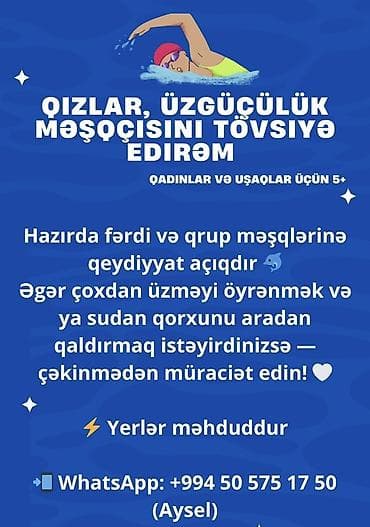 Qızlar üçün üzgüçülük məşqçisi Qadınlar və 5+ yaş uşaqlar üçün fərdi