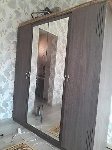 dolablar 2ci əl: 4 qapılı, Güzgülü, Boz, Digər material, Açılan, Düz dolab — 2