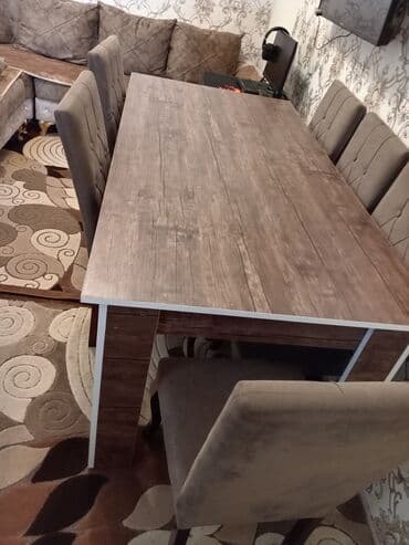 yumşaq oturacaqlar: Qonaq otağı üçün, Açılmayan, Dördbucaq masa, 6 stul — 1