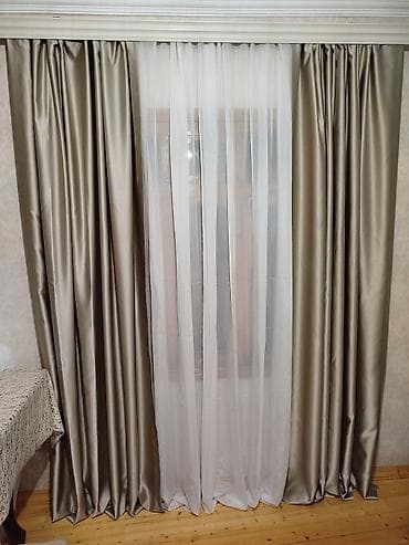 İkiqat pərdə dəsti - Tərkib: qalın, parıltılı atlas tipli əsas pərdə — 1