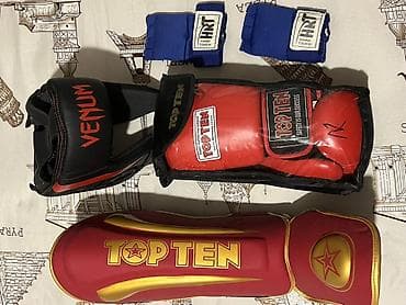 boks aparatı: Boks/MMA komplekti - TOP TEN brendi: 1 cüt qırmızı boks əlcəyi — 8