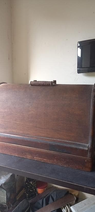 ucuz gitara: Antik tikiş maşını üçün taxta futlyar/korpus - Material: möhkəm masiv — 1