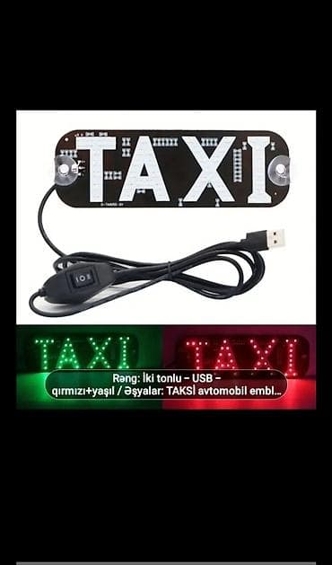 USB ilə işləyən LED “TAXI” işığı - İki tonlu işıqlanma: yaşıl və