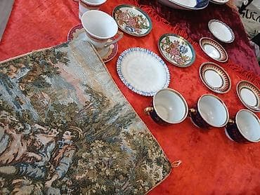 xocali sekilleri: Qədimi/klassik üslubda müxtəlif porselen və şüşə süfrə ləvazimatları — 2