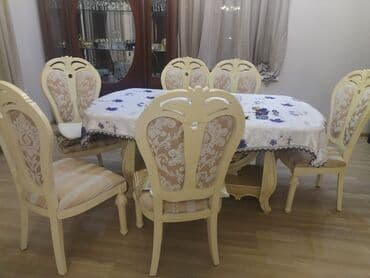 стол для переговоров овальный: Qonaq otağı üçün, İşlənmiş, Açılan, Oval masa, 8 stul — 1