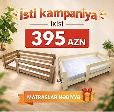 dowek: 1.Uşaq çarpayıları dəsti – 2 ədəd - Dəst: açıq ağ rəngdə və ağac — 1