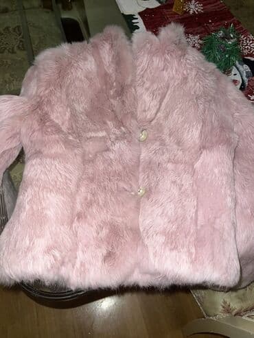 женские ажурные пуловеры: 13-14 yaş qız üçün Məhsul: Pudra-çəhrayı süni kürk qadın üst geyimi - — 1