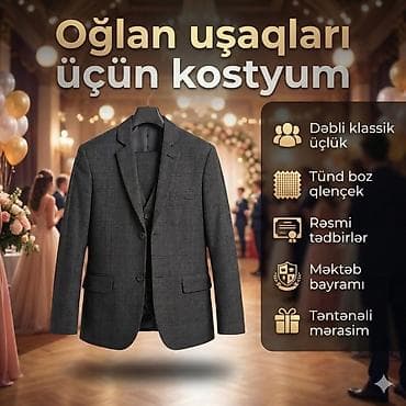 Oğlan uşaqları üçün klassik üçlük kostyum Qolu 50 sm Şalvar 81 - Rəng