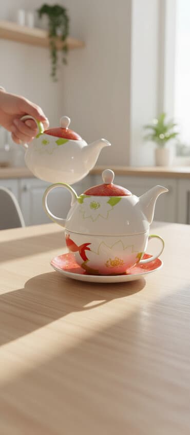 first class cay qiymeti: Çay dəsti, rəng - Qırmızı, Farfor — 1