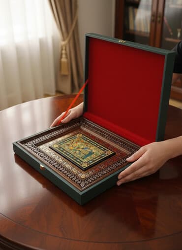 Əl işı – Şərq miniatürlü taxta tablo (hədiyyə qutusunda) -