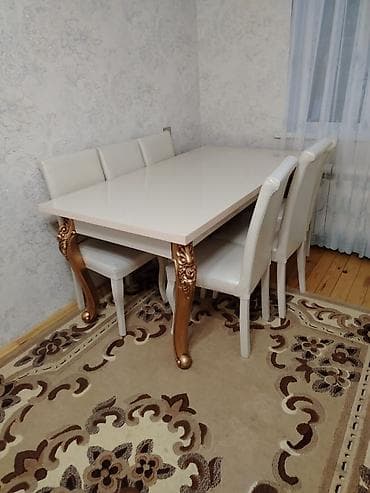 usdular: Qonaq otağı üçün, İşlənmiş, Kvadrat masa, 6 stul — 1