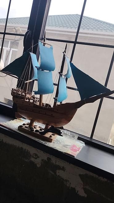 Musiqi alətləri: Taxta yelkənli gəmi maketi - Material: tam ağac konstruksiya, əl işi — 2