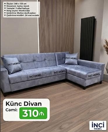 divan: Künc divan, Yeni, Açılan, Bazalı, Parça, Şəhərdaxili pulsuz çatdırılma — 1