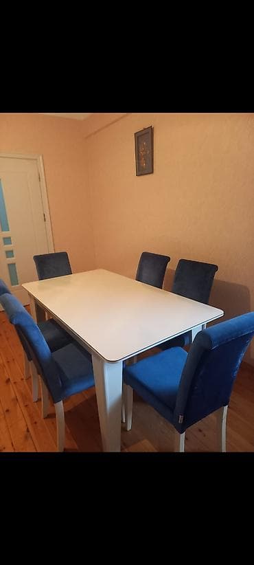 Qonaq otağı üçün, İşlənmiş, Dördbucaq masa, 6 stul — 1