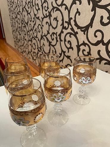 edava qablari: Qədəhlər, rəng - Qızılı, Şüşə, 6 ədədli dəst — 2