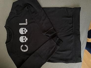 payiz kurtkalari: Qara sweatshirt – “COOL” yazılı, hərfdə kəllə sümüyü motivləri ilə.10 — 2