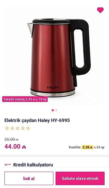 Elektrik çaydan 1.6 - 2 l, Yeni, Ünvandan götürmə